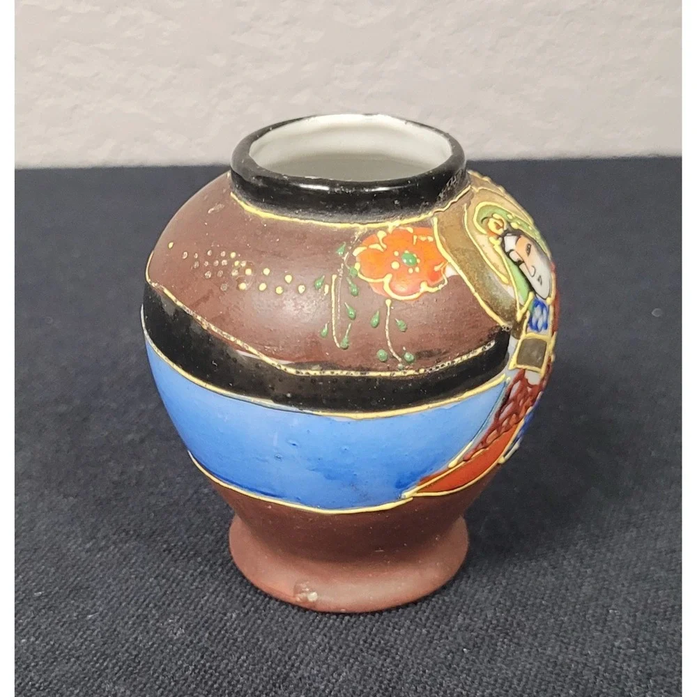 Vintage 1950s-1960s Japanese Satsuma-style Miniature Hand-painted Bud Vase